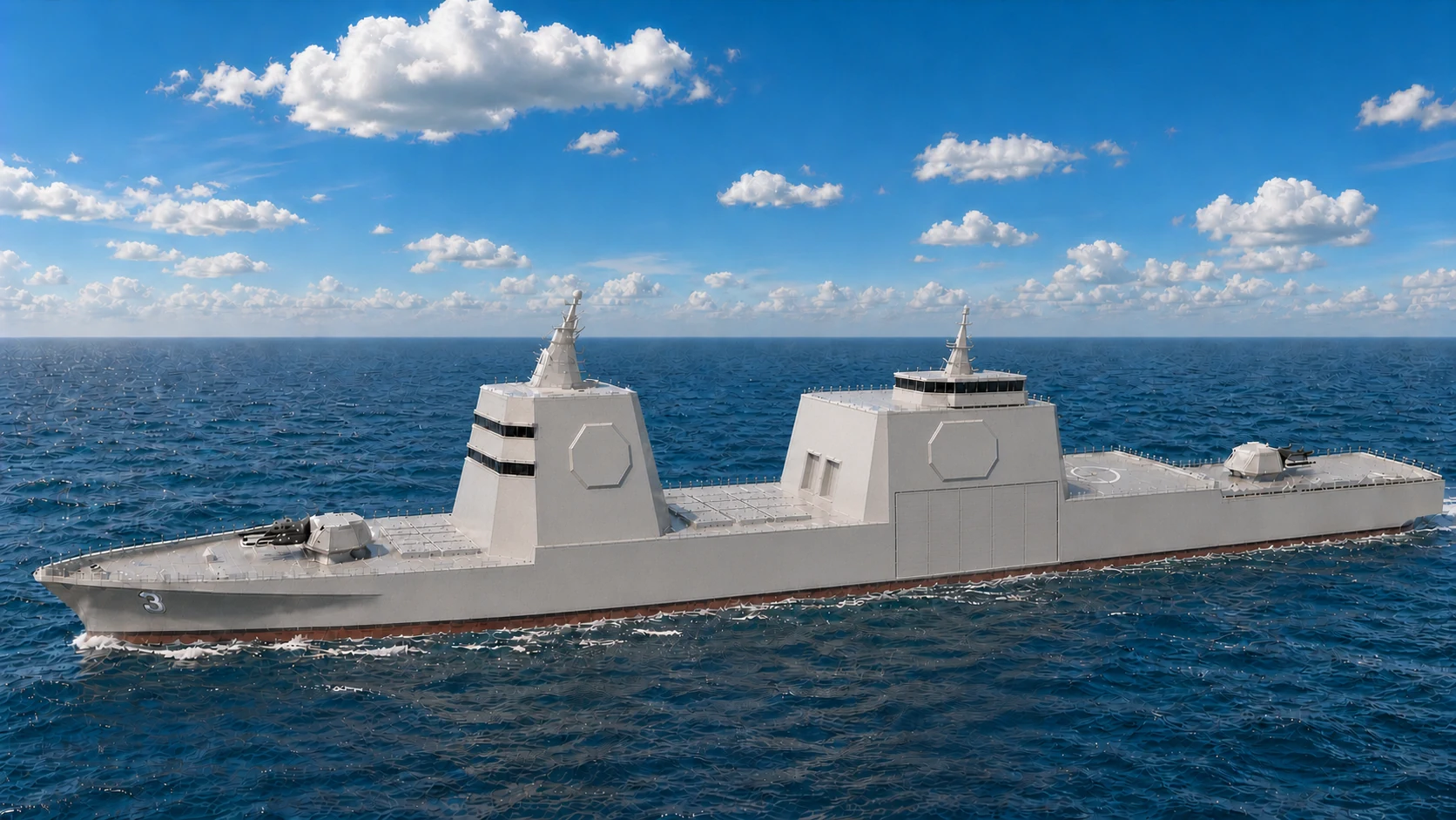 CAG-3 Alternate 1 rendering preserving the prior superstructure massing and aft-aligned ATC.