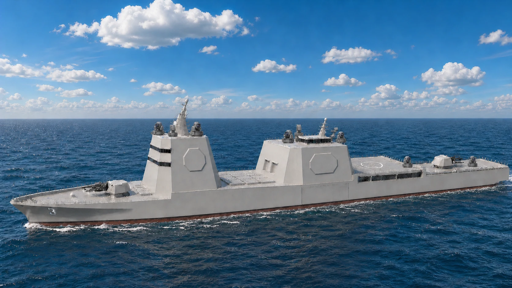CAG-3 Cerberus installation study showing eight compact terminal-defense mounts.